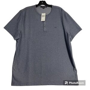 Michael Kors Mens XL Midnight Blue Henley Shirt Short Sleeve Casual Cotton Blend